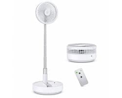 Opvouwbare Staande Ventilator – 7200 mAh – Afstandsbediening – Wit
