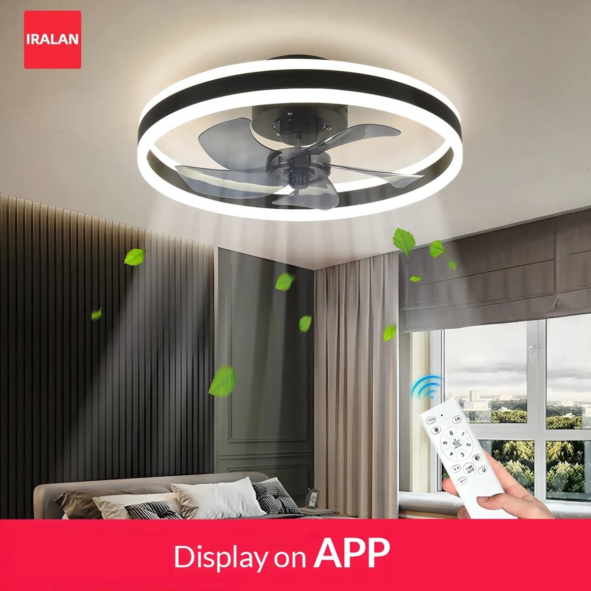 IRALAN Plafondkroonluchter - Smart App + afstandsbediening - Dimbaar - Airco - Ventilator - Stil - Lamp - Plafondlamp — afbeelding 1