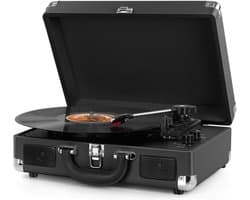 DIGITNOW M417 - Belt-Drive Vinyl Platenspeler - Draagbaar - Stereo Speakers - RCA/AUX/MP3 Zwart