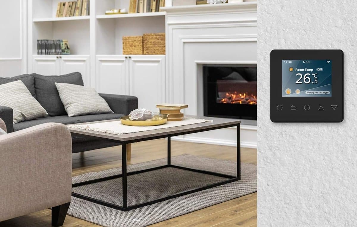 Draadloze thermostaat - Digitale kamerthermostaat - Verwarming regelen - Kleurendisplay - 16 A - Zwart — afbeelding 1