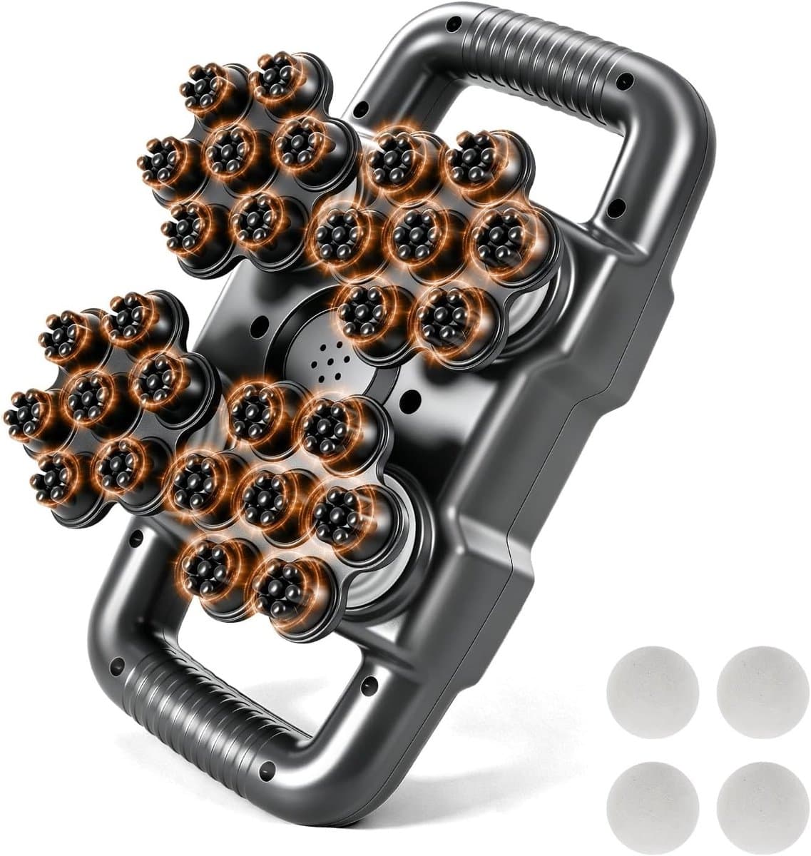 Massagepistool - Zwart-Grijs - - Draadloos Handmassageapparaat met 28 Koppen - Voor Spierontspanning — afbeelding 1