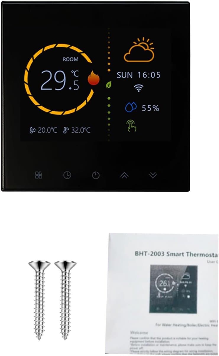 Slimme Thermostaat - Programmeerbaar - Comfort Verwarmen - WiFi Bediening - 5-35°C - Zwart — afbeelding 1