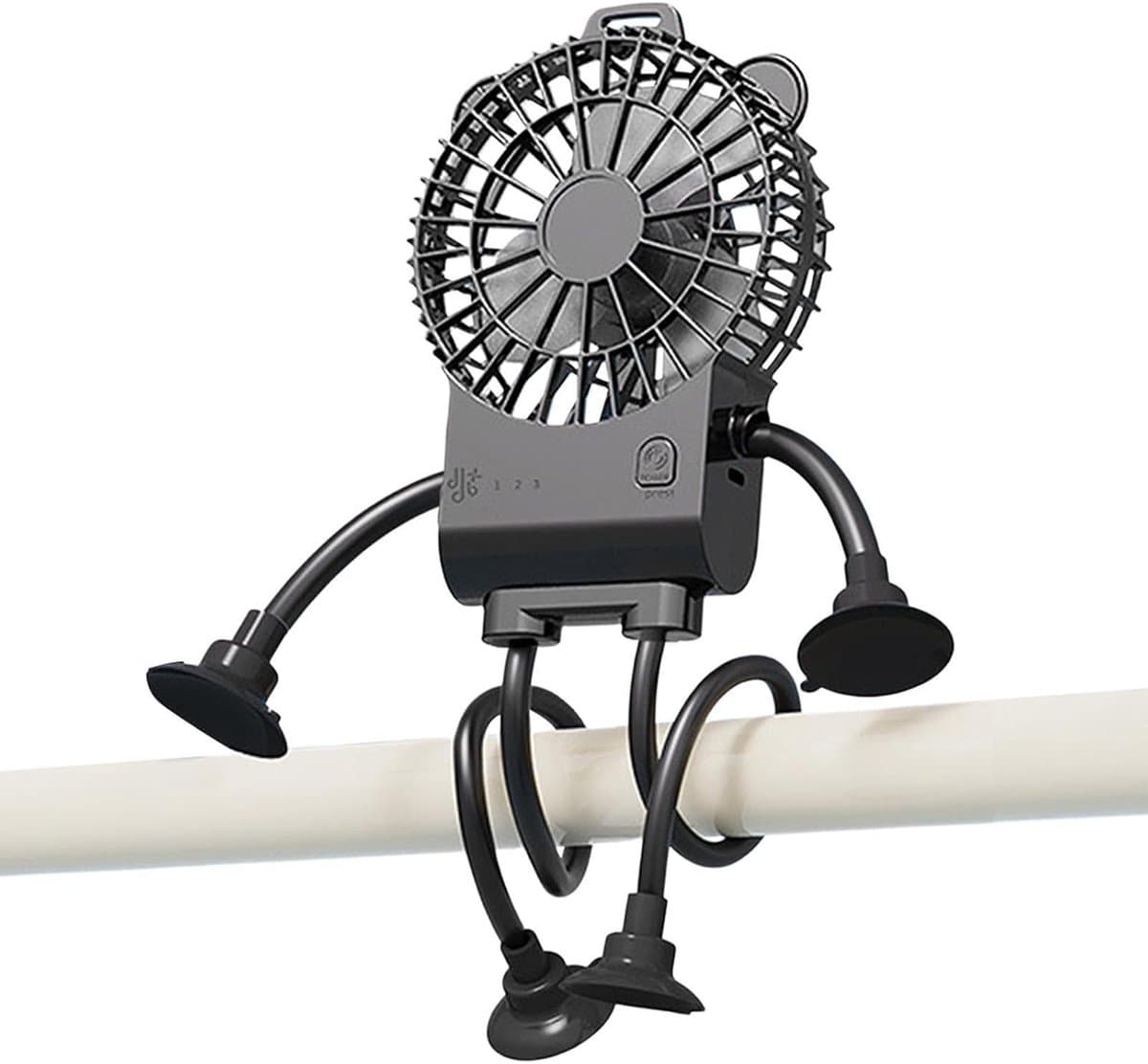 Tafelventilator Robot - Bureauventilator Zuignap - Koelen op Bureau - 3 Snelheden Instelbaar - 16.7W x 5H cm - Zwart — afbeelding 1