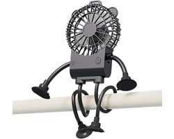 Tafelventilator Robot - Bureauventilator Zuignap - Koelen op Bureau - 3 Snelheden Instelbaar - 16.7W x 5H cm - Zwart