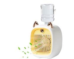 Compacte verdampingsluchtkoeler met 50 ml watertank, USB-gevoed persoonlijk bureaukoelapparaat, 3 windsnelheden en stille werking, geschikt voor thuis en kantoor(Geel)
