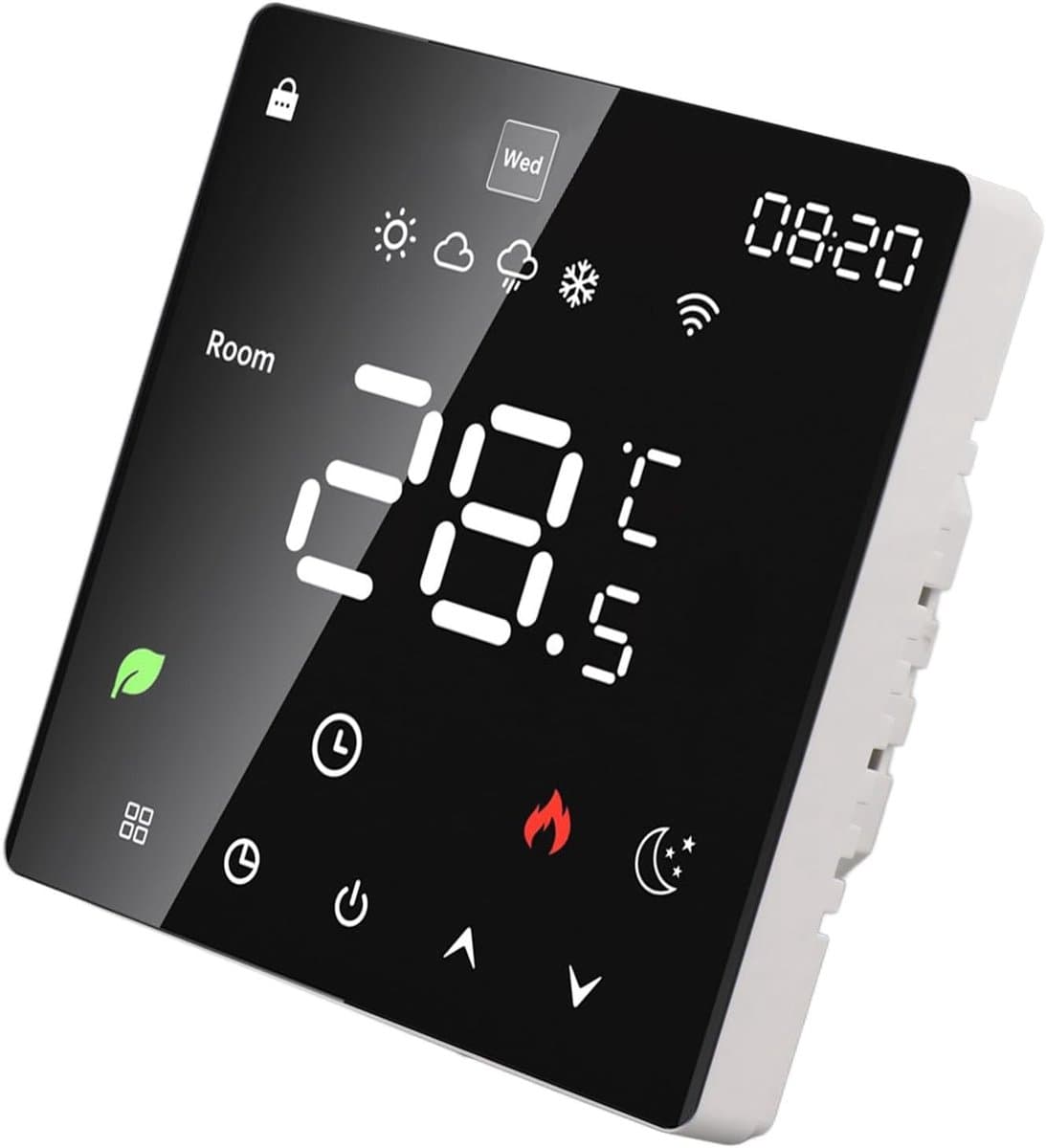 Slimme Thermostaat - Programmeerbare Thermostaat - Temperatuur Regelen - LCD Kleurenscherm - 41x86x86 mm - Wit — afbeelding 1