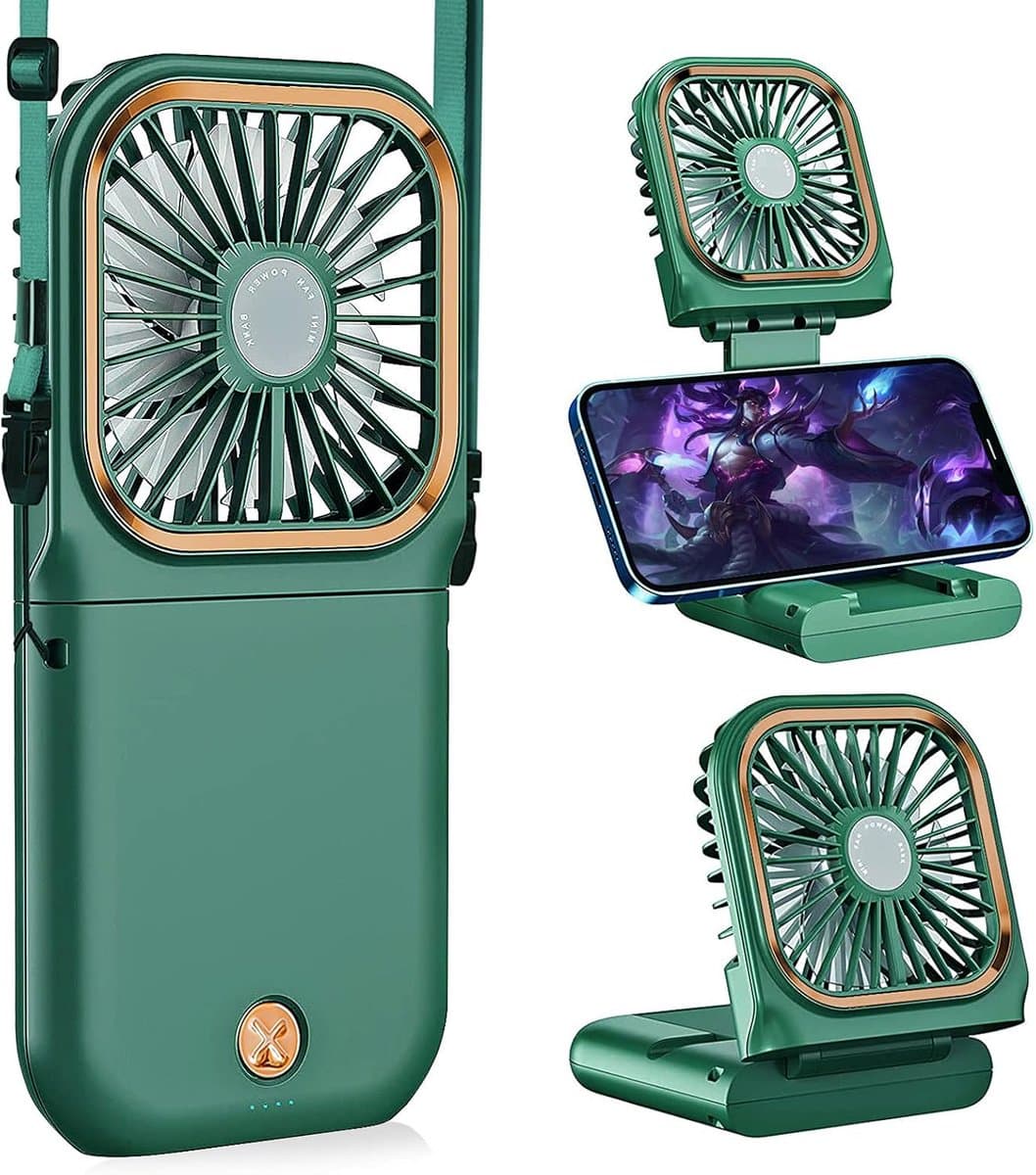 180° Opvouwbare Ventilator - 1 stuk - 167×80×19mm - Drie windsnelheden - 3000mAh batterij - Kan als powerbank gebruikt worden - Mini elektrische handventilator - Geschikt voor op reis, op kantoor en op vakantie -Milieuvriendelijk — afbeelding 1