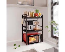 Omgoods - Uitbreidbare Magnetron Rek met 3 Laagjes en 8 Haken