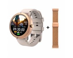 Evy24 Smartwatch EV1 GPS 42mm - GPS Smartwatch Dames & Heren - AMOLED Sporthorloge - Bluetooth Bellen - 5ATM Waterdicht - GPS Horloge - Hartslagmeter - 170+ Sportmodi - iPhone & Android - Goldmetal