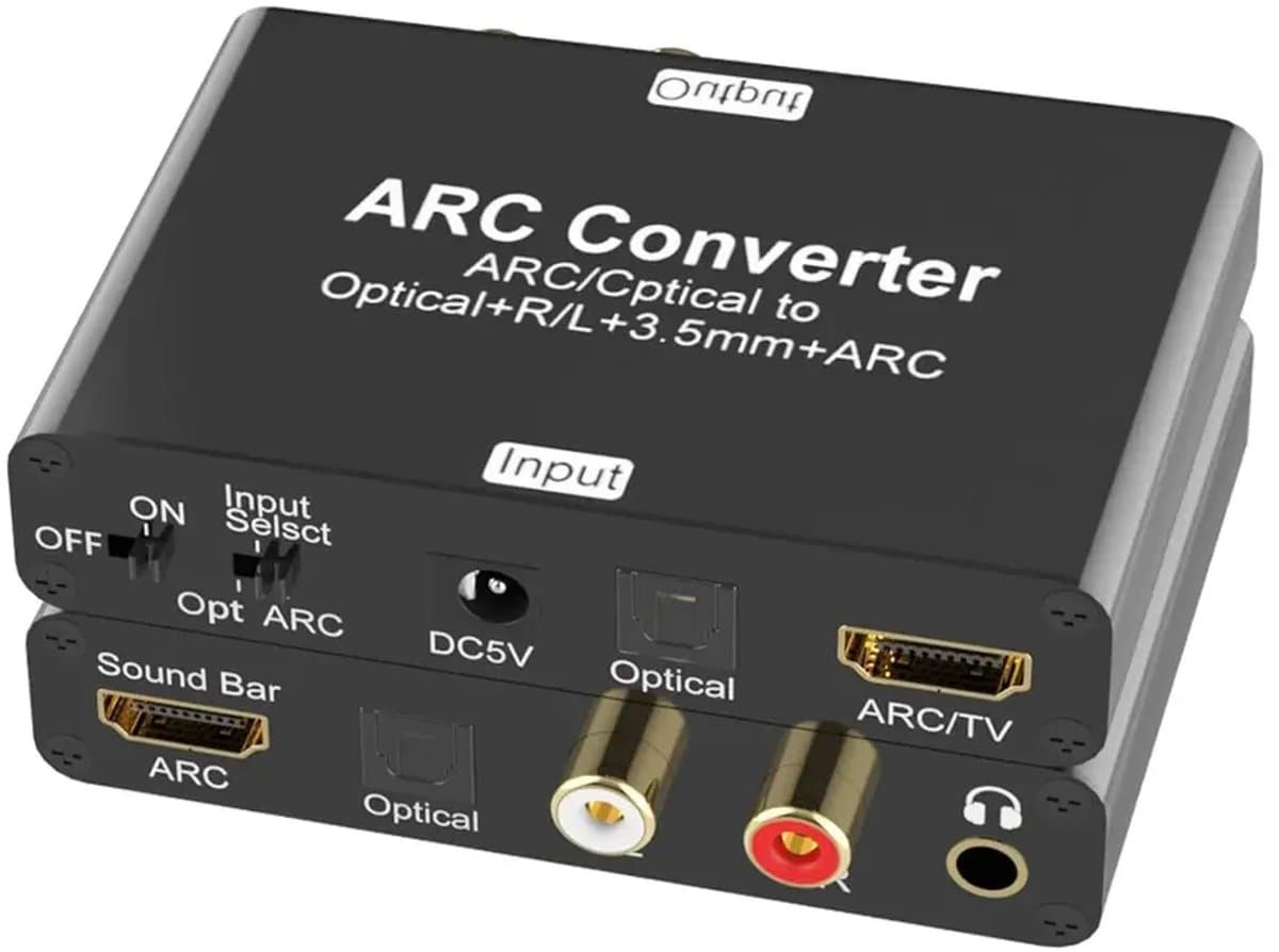HDMI ARC Audio Extractor – 192kHz DAC Audio Converter – HDMI ARC naar Optisch Toslink, RCA L/R & 3,5mm AUX – CEC – Zwart — afbeelding 1