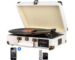 DIGITNOW Platenspeler M46 - Bluetooth Platenspeler met Stereo Speakers - Wit