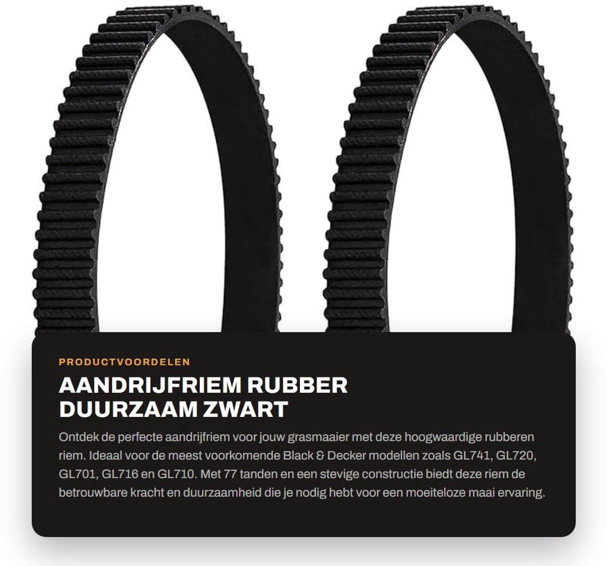 Dailygoods- Distributieriem 77 Tanden - Aandrijfriem Rubber - 3 mm Tandhoogte - 10 mm Breedte - 231 mm Omtrek - Sluitlus — afbeelding 1