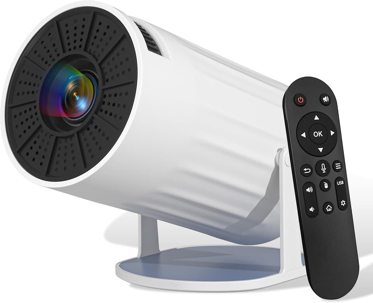 SnelShoppen - Mini-beamer 1080p 4K Draagbare Projector met WiFi 6 en Bluetooth 5.0 - Keystone, 180° Draaibaar, Ideaal voor Huis, Outdoor, Camping & Fe — afbeelding 1
