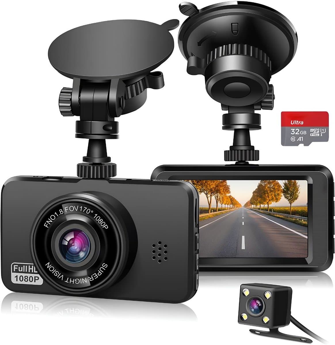 SP® Dashcam - Dashcam voor Auto - Dashcam voor En Achter - Zwart - 4cm x 9cm x 5cm — afbeelding 1
