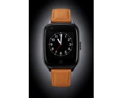 WatchToCare Classic GPS Alarmhorloge Senioren | SOS-knop | Valdetectie | Videobellen | Zonder Abonnement | IP67 Waterbestendig - SOS Horloge - Valdetectie - Alzheimer - Dementie patiënten - Garantie 2 jr -Horlogeband Bruin Leer