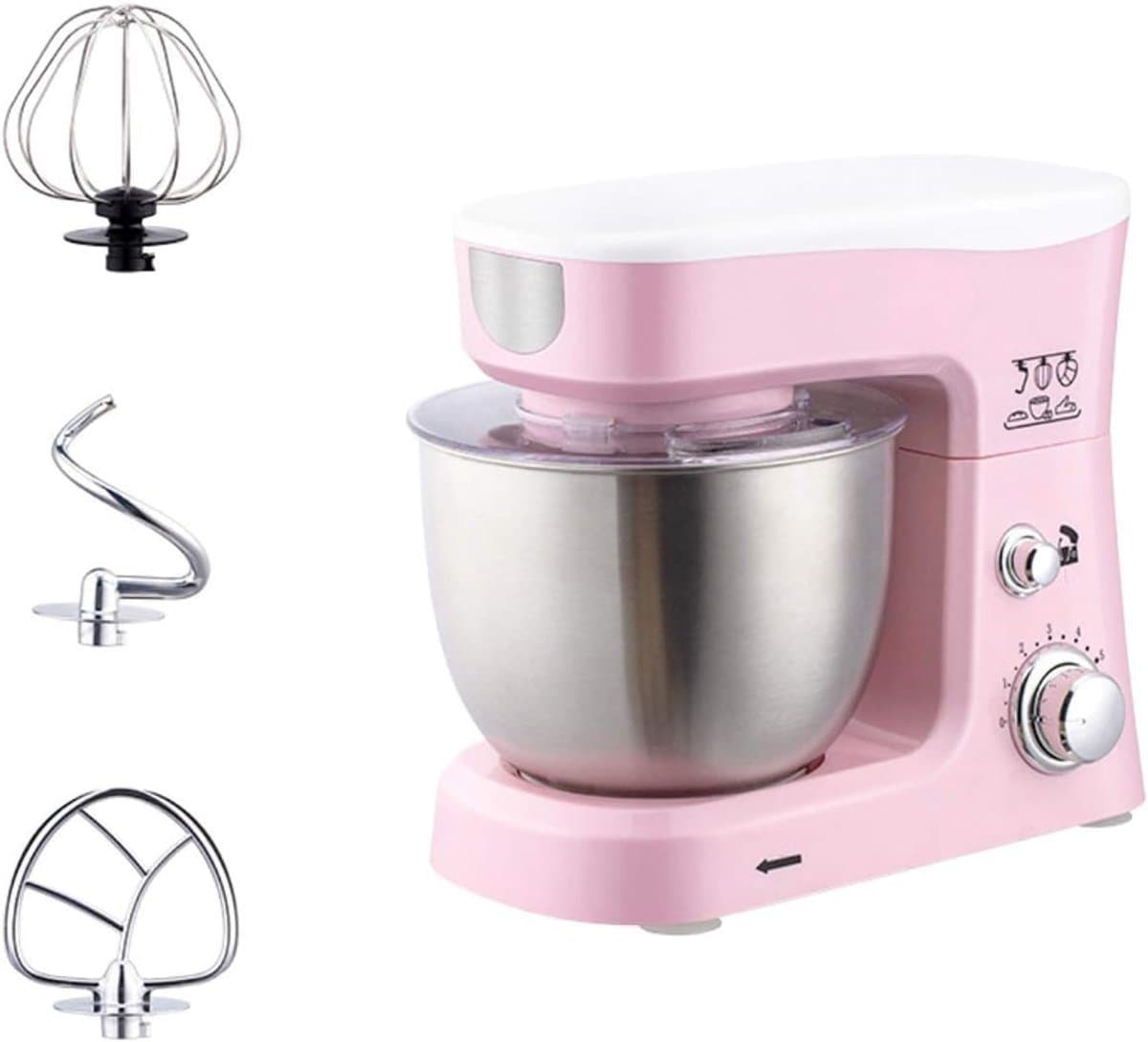 Staande Mixer - Keukenmixer - Bakken en Koken - 6 Snelheden - 3.5L Kom - Roze — afbeelding 1