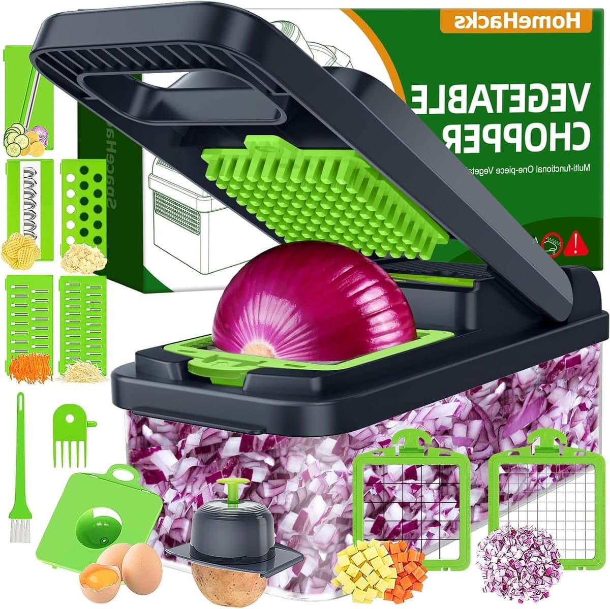 Keukengadget Set - Groente Snijder - Snel Ingrediënten Voorbereiden - 12-delig Multifunctioneel - 225 cm Lengte - Grijs — afbeelding 1