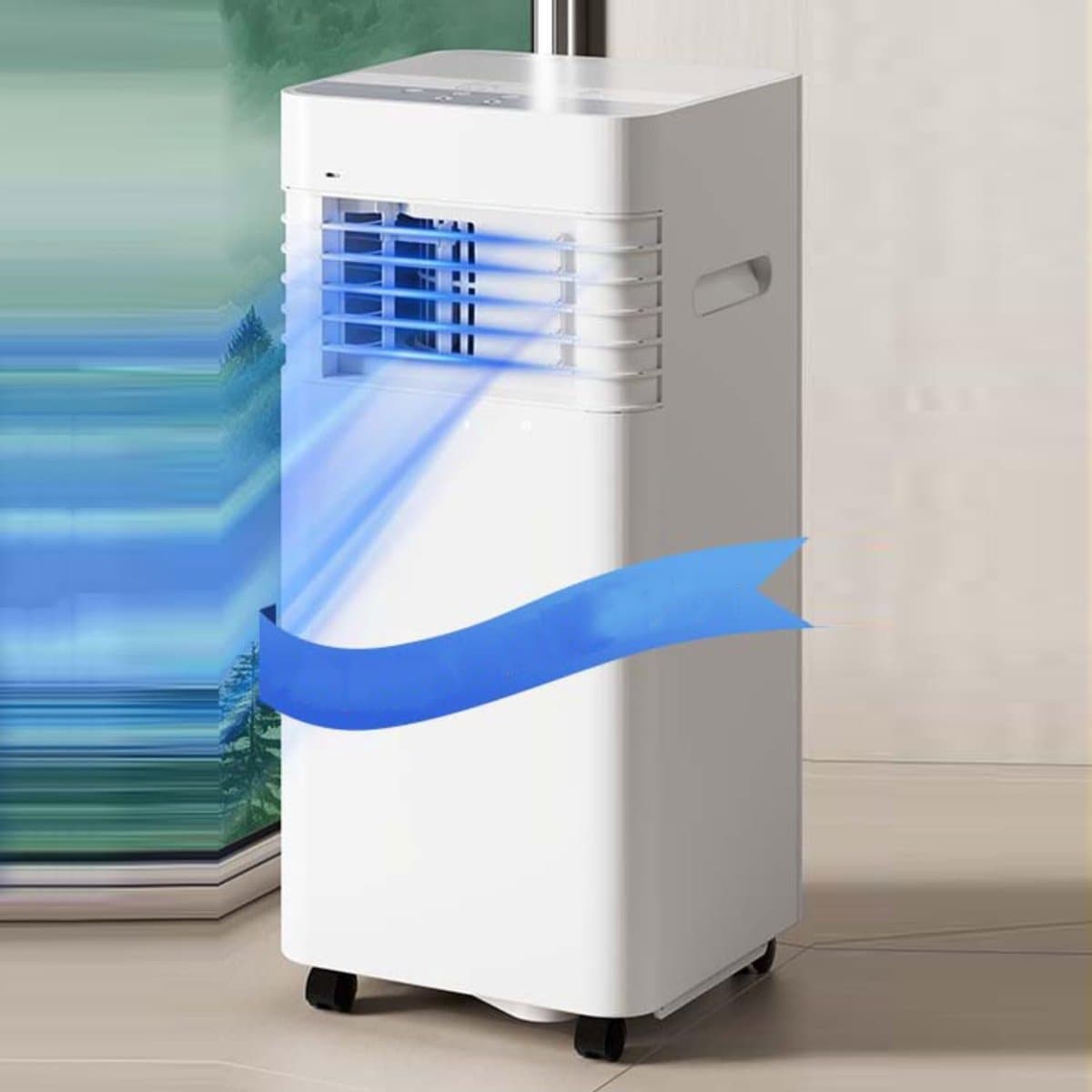 Mobiele airco - Draagbare airconditioner - 7000 BTU - koelt tot 28 vierkante meter - slimme airco met afstandsbediening - 3-in-1 koel- ontvochtigings- en ventilatorfunctie - 24-uurs timer en 120° zwenkfunctie — afbeelding 1