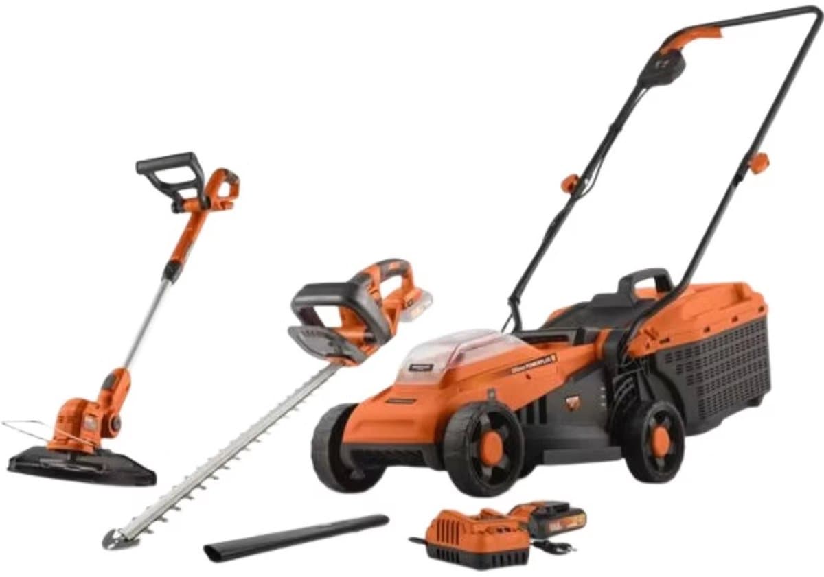 3-in-1 Accu Tuingereedschapset – Grasmaaier, Grastrimmer en Heggenschaar met Accu en Oplader — afbeelding 1