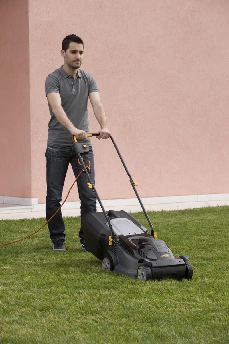 Elektrische grasmaaier - Duwmaaier compact - Kleine tuin maaien - 32 cm snijbreedte - 3 hoogtes - Grijs — afbeelding 1