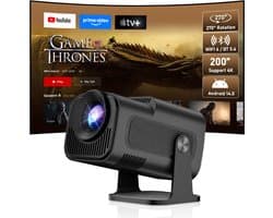 SnelShoppen - Mini Beamer 4K met WiFi 6, Draagbare Smart Projector, Bluetooth 5.4, Android 11.0, 180° Rotatable, Compact Buitenprojector, Geschikt voo