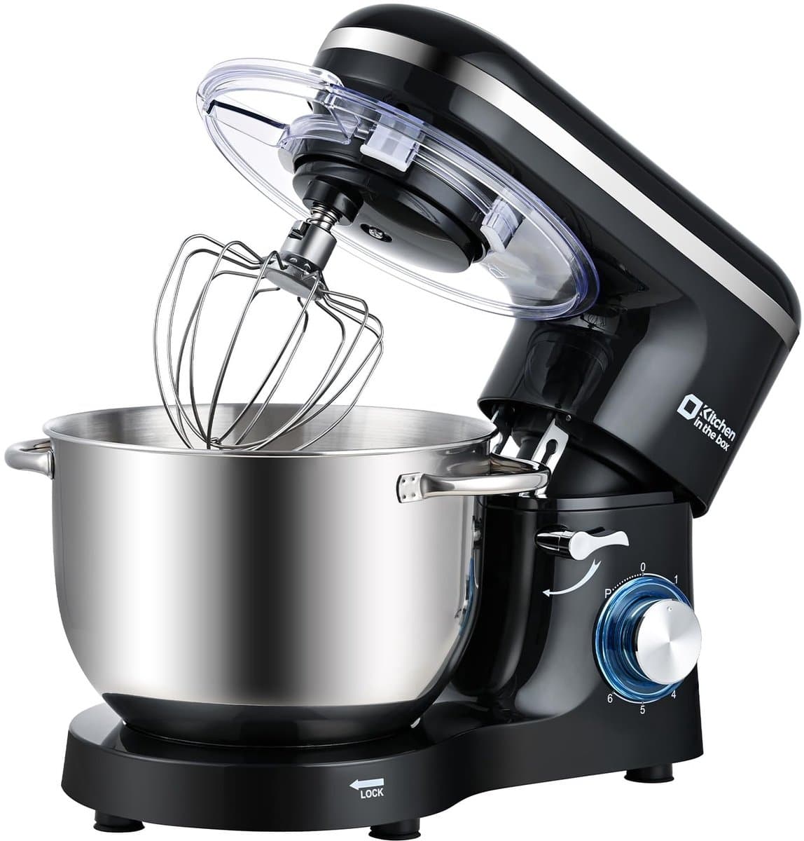 SnelShoppen - Keukenmachine 6,2 L Staande Mixer 1400W - Deegmixer met Planetaire Mengtechniek, Menghaak, Deeghaak, Garde - Zwart, Perfect voor Keuken, — afbeelding 1
