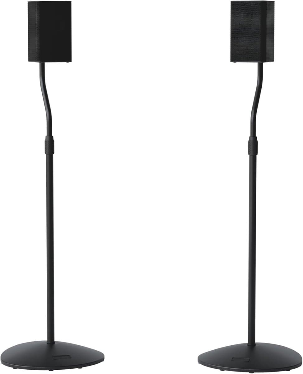 SANUS HTBS Universele Verstelbare Luidsprekerstandaards - Set van 2 - Hoogte Verstelbaar 71-97 cm - Kabelmanagement - Zwart — afbeelding 1
