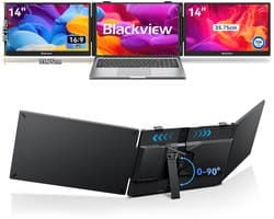 Blackview DCM5 Draagbare Monitor - 14-inch FHD Dubbel Scherm - Extra Scherm voor Laptops 13-17,3 inch - Ultradun Opvouwbaar - 100W PD Opladen- USB-C- Plug & Play - Grijs