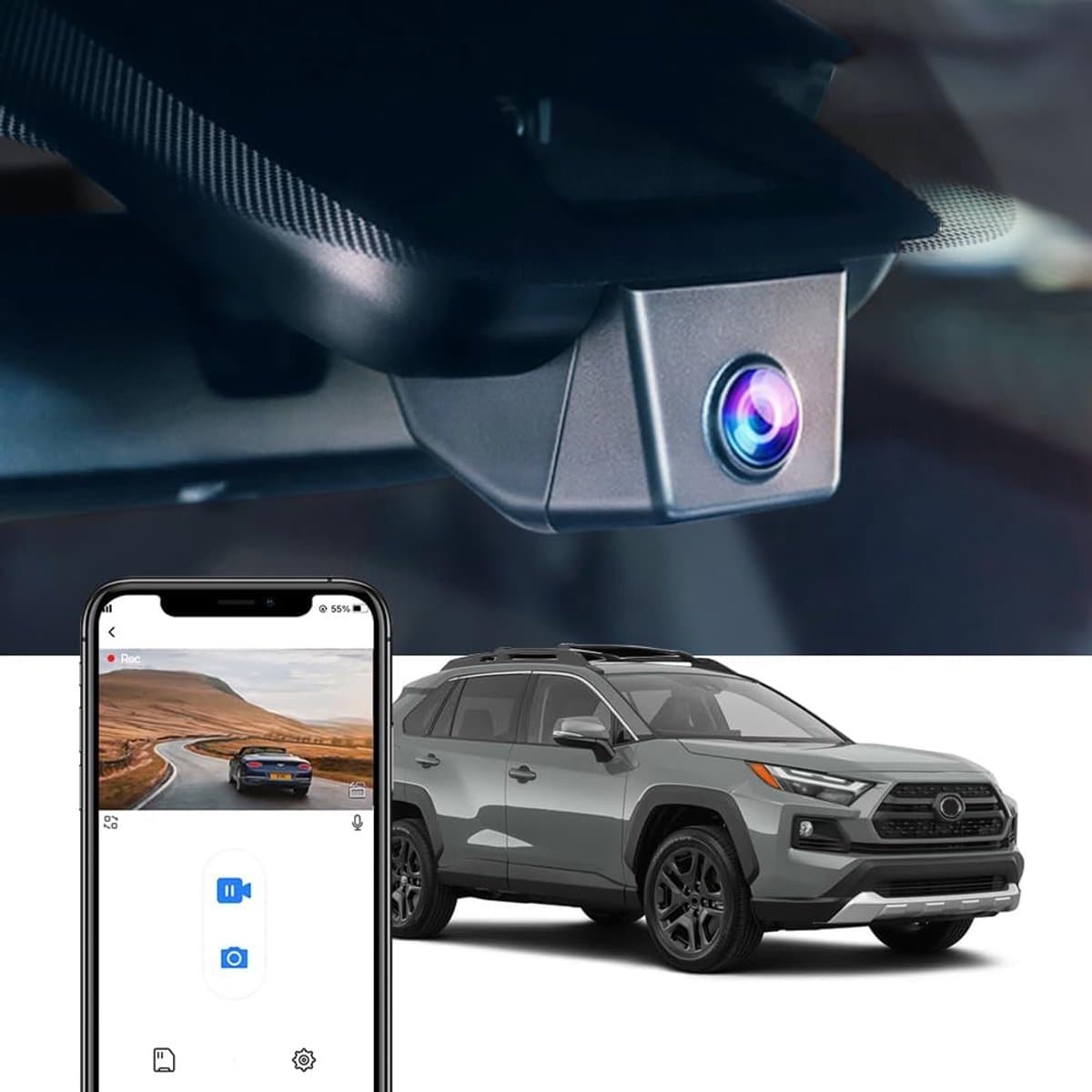 SnelShoppen - 4K Dash Cam voor 2022-2025 Toyota RAV4 LE XLE Limited XSE Adventure SE Premium Hybrid Gen5 - UHD 2160P Video met WiFi, G-Sensor, Loop Re — afbeelding 1