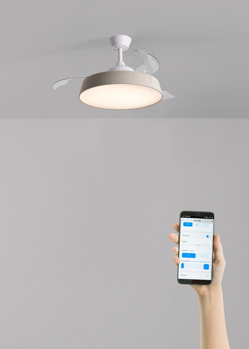 CREATE - Stille plafondventilator 40 W Ø107 cm met intrekbare bladen en LED-licht - M - Met licht - WIFI - WIND CLEAR CONTOUR — afbeelding 1