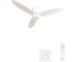 CREATE - 40W stille plafondventilator Ø132 cm - Wit - Met licht - Controller voor wandmontage + afstandsbediening - WIND LITE