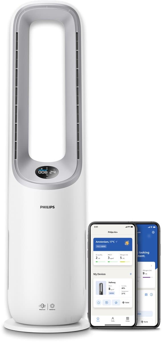 Philips 7000 Series Air Performer 2-in-1 Luchtreiniger en Ventilator - CADR 270m3/u - Ruimtes tot 70m2 - 3 laags HEPA Filtratie - Air+ app - Wit - AMF765/10 — afbeelding 1