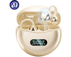 M79 - Open Ear Oortjes - Oortjes Draadloos - Sport Oordopjes - AI vertaalfunctie - 5.4 Bluetooth - Clip On - 16 uur - Spatwaterdicht - IPX5 - Oorclips - Voor sport en kantoor - Goud