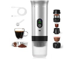 Premium Draagbare Koffiemachine met Verwarming – Oplaadbare Espresso Maker USB-C – Geschikt voor Capsules & Gemalen Koffie – Compact & Krachtig voor Reizen, Auto & Outdoor