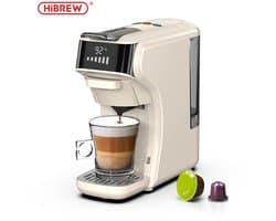 HiBREW H1B - 6 in 1 - Koffiemachine - Koffiezetapparaat - Multifunctioneel voor warm en koud - Kapsulekoffiezetapparaat - Voor Nespresso, Dolce Gusto, ESE & gemalen koffie - Beige
