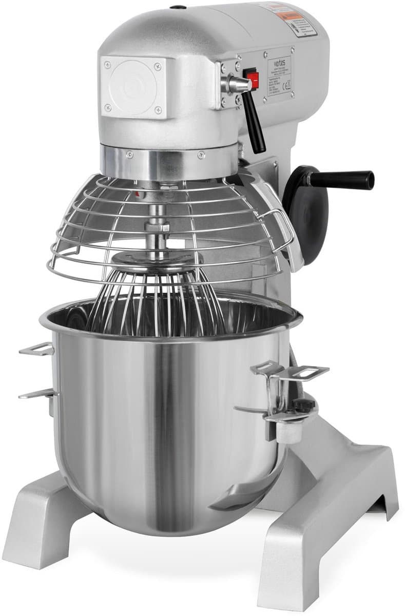 VERTES Professionele deegkneder, deegmachine met planetaire mengarm, inhoud 20 l, roerkom van roestvrij staal, roerblad, deeghaken en garde, 3 snelheden: 110, 200 en 420 rpm — afbeelding 1