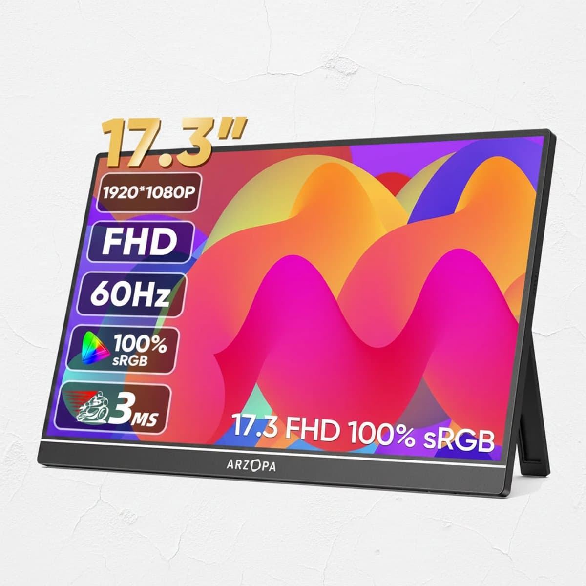 Draagbare Monitor - 17,3 inch – Portable monitor - Full HD 1080P IPS HDR – USB-C & HDMI – Ingebouwde Luidsprekers – Extern Scherm voor Laptop– Lichtgewicht 920g – 3-in-1 Display — afbeelding 1