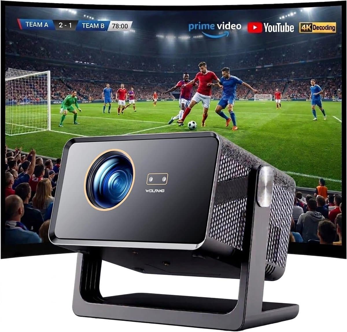 4K Beamer met Netflix, WiFi 6 en Autofocus – Smart Projector met Auto Keystone en 300 Inch Schermformaat — afbeelding 1