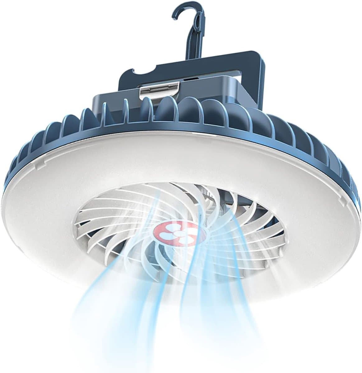 Kampeerfan - LED Campinglamp - Draagbare Ventilator Lamp - USB - Tentkoeling - Campingverlichting - Outdoor kampeeraccessoires - Plafondventilator met verlichting - Geschikt voor buitenactiviteiten, kamperen, kantoor en andere gelegenheden - Blauw — afbeelding 1