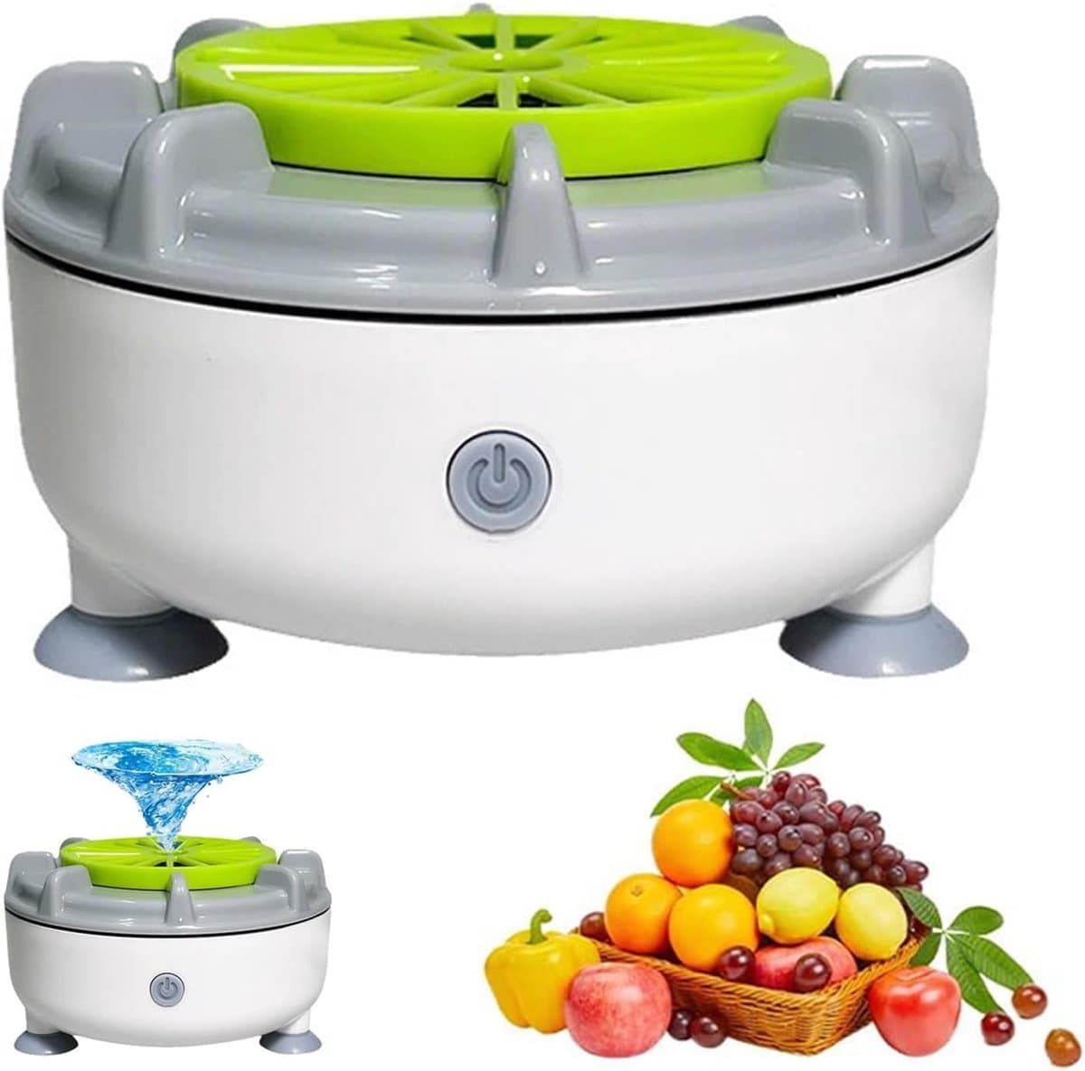 Fruitreiniger - Groentereiniger - Fruit en groente wasmachine - Oplaadbaar - Waterdicht - Vortex technologie - Voor groente, vlees en fruit - Keukenhulp - Grijs — afbeelding 1