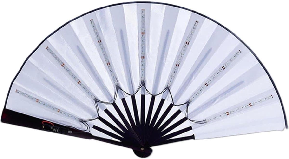LED Ventilator - Opvouwbaar Handstuk - Feestelijke Sfeer - Lichtgevend Ontwerp - 33 cm - Wit — afbeelding 1