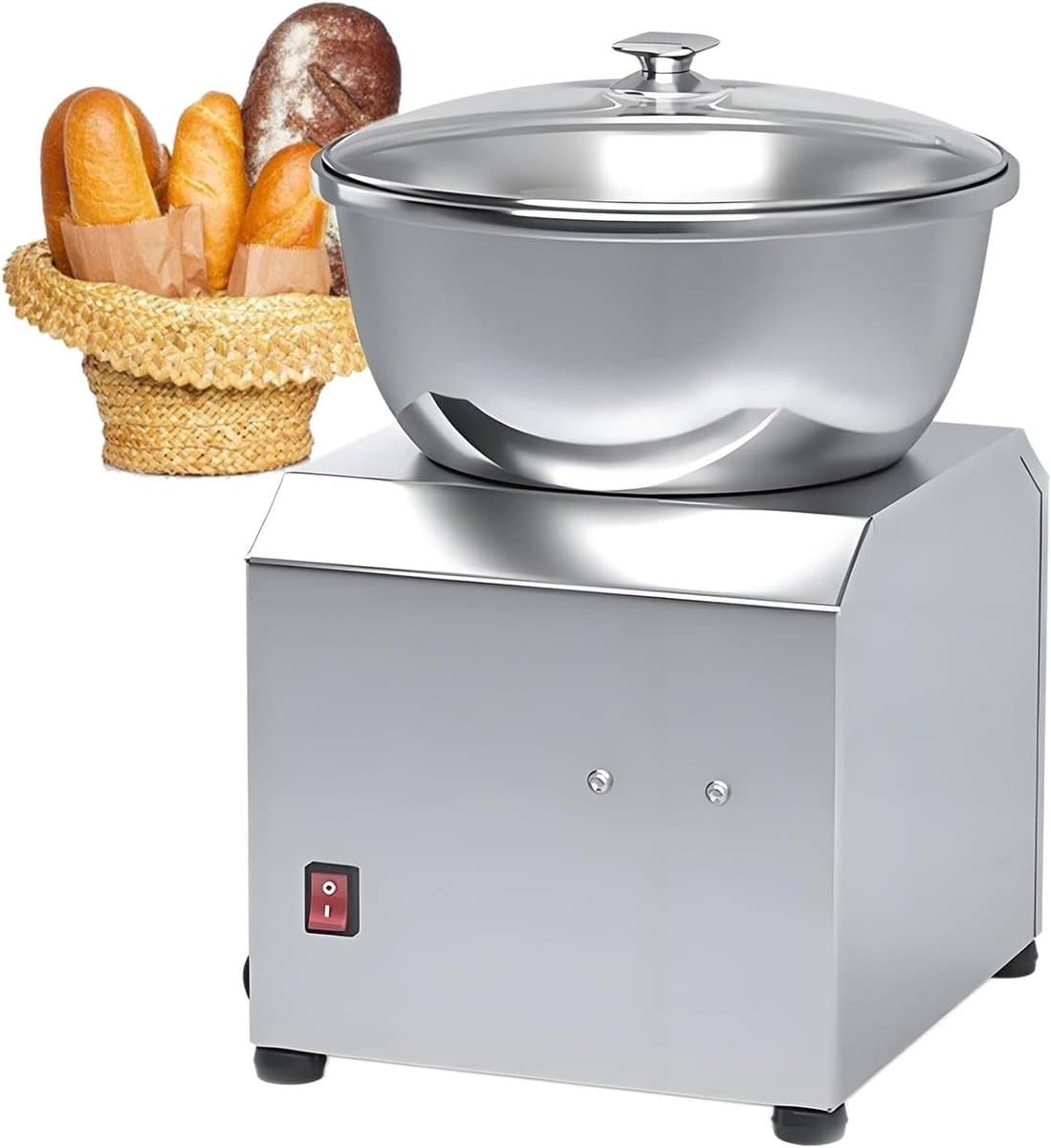 Deegmenger Keukenmachine - Deegmaker Kneedmachine - Bakken Thuis - Grote Roestvrijstalen Kom - 3 kg Capaciteit - Zilver — afbeelding 1