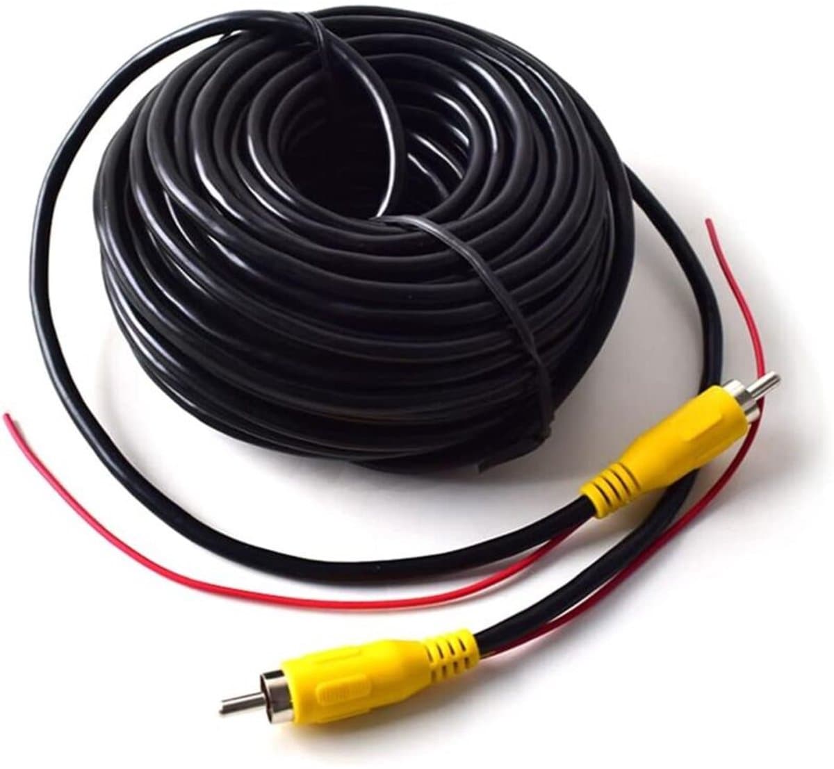 15 meter lange videoverlengkabel met RCA-stekker en lotusconnector, geschikt als kabel voor achteruitrijdetectie in de auto (rood). — afbeelding 1