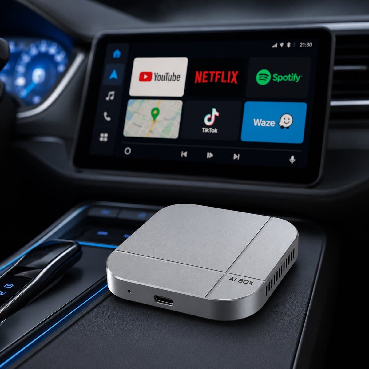 Vexaro CarPlay AI Box – Android 12 – Draadloze CarPlay & Android Auto – 4GB/32GB – YouTube, Netflix, TikTok — afbeelding 1