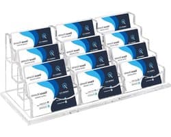 Transparante Acryl Visitekaartjeshouder met 12 Compartimenten voor Desk, Ontvangst en Tentoonstellingen