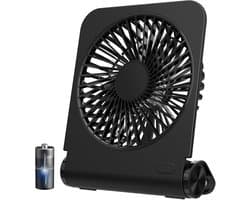 Mini ventilator stil – opvouwbare tafelventilator met 4 snelheden, USB-C, 2000mAh zwart