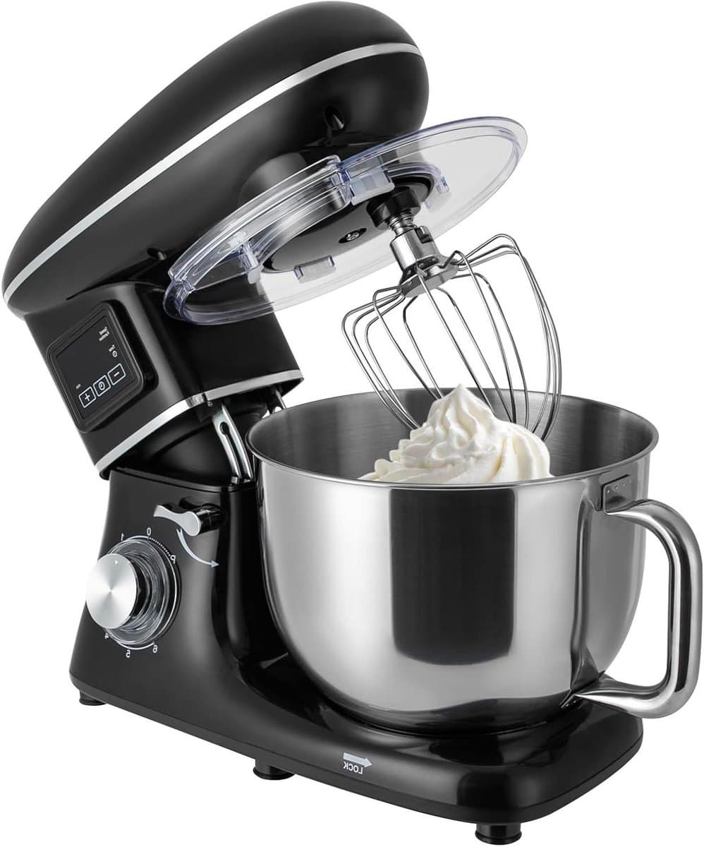 Keukenmachine - Deegmachine Mixer - Bakken en Mixen - Krachtige 1500W motor - 6.5 Liter kom - Zwart — afbeelding 1