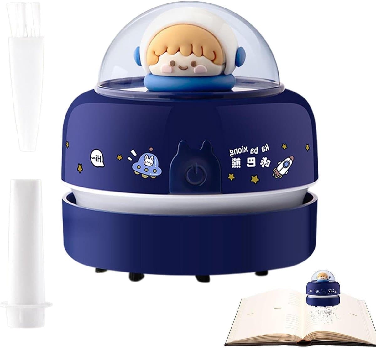 Kruimelstofzuiger Tafel - Bureaustofzuiger Cartoon - Bureau Schoonmaken - Charmant Design - 9 cm Hoog - Ontdek de Sterren — afbeelding 1