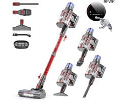 Steelstofzuiger Draadloos - Schoonmaak Hulp - Huis Snel Schoon - 600W Krachtige Zuigkracht - 80 Min Looptijd - Rood