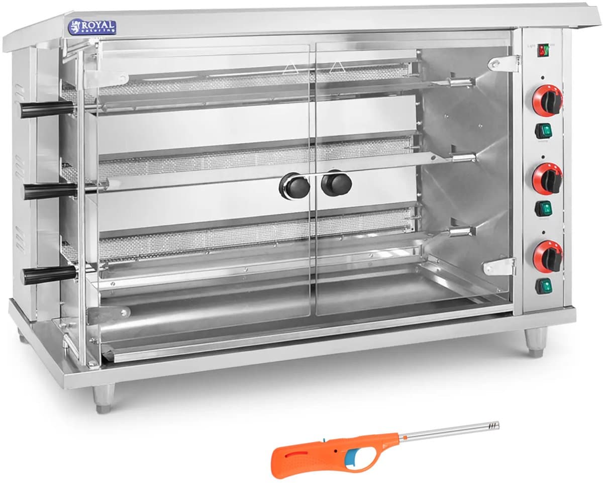 Royal Catering RCGCG-15 - Gas Kipgrill - 15 kW - Drie Spitten - Staal en Glas — afbeelding 1